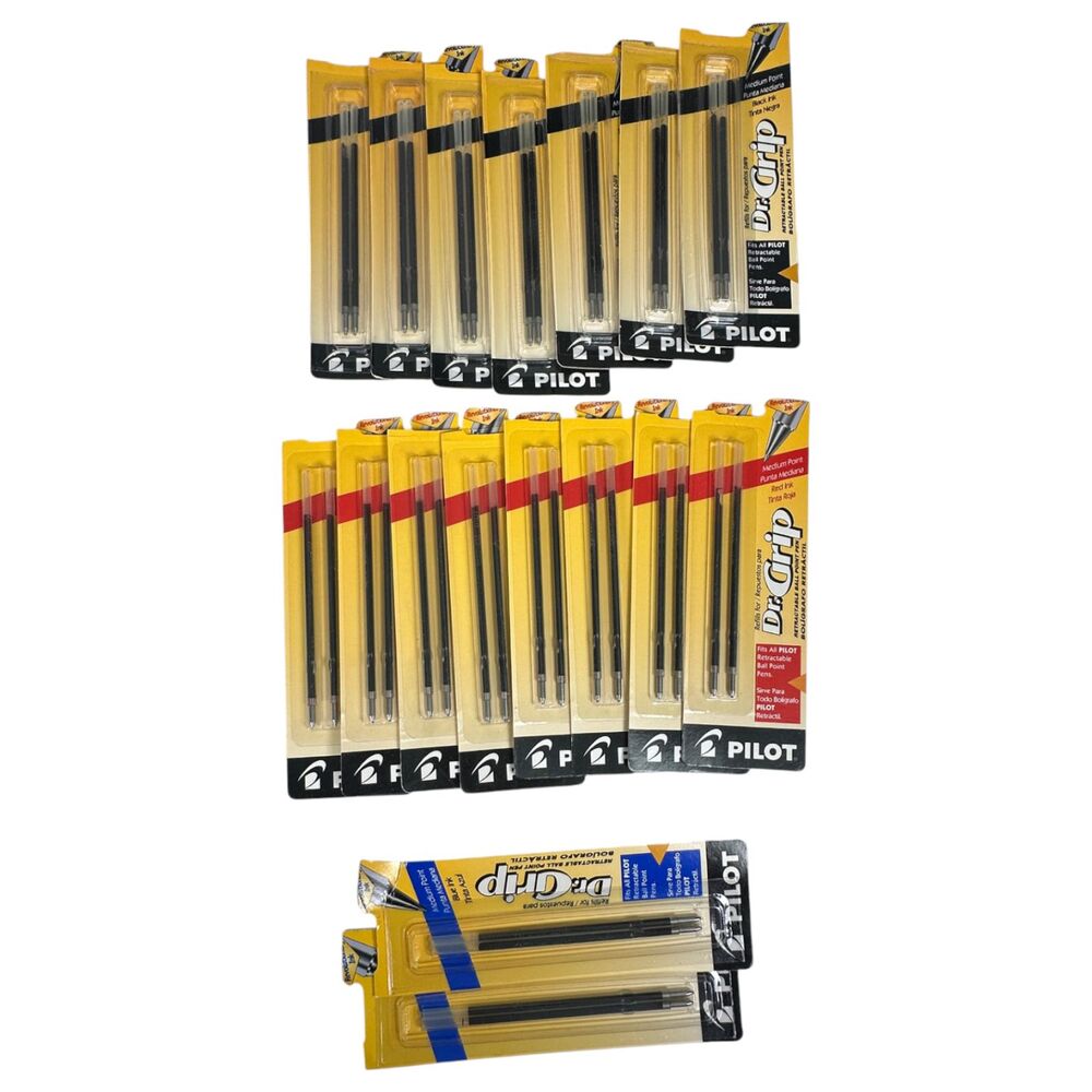 Pilot Dr. Grip Retractable Ballpoint Ink Refills Medium Red Blue Black Lot of 17